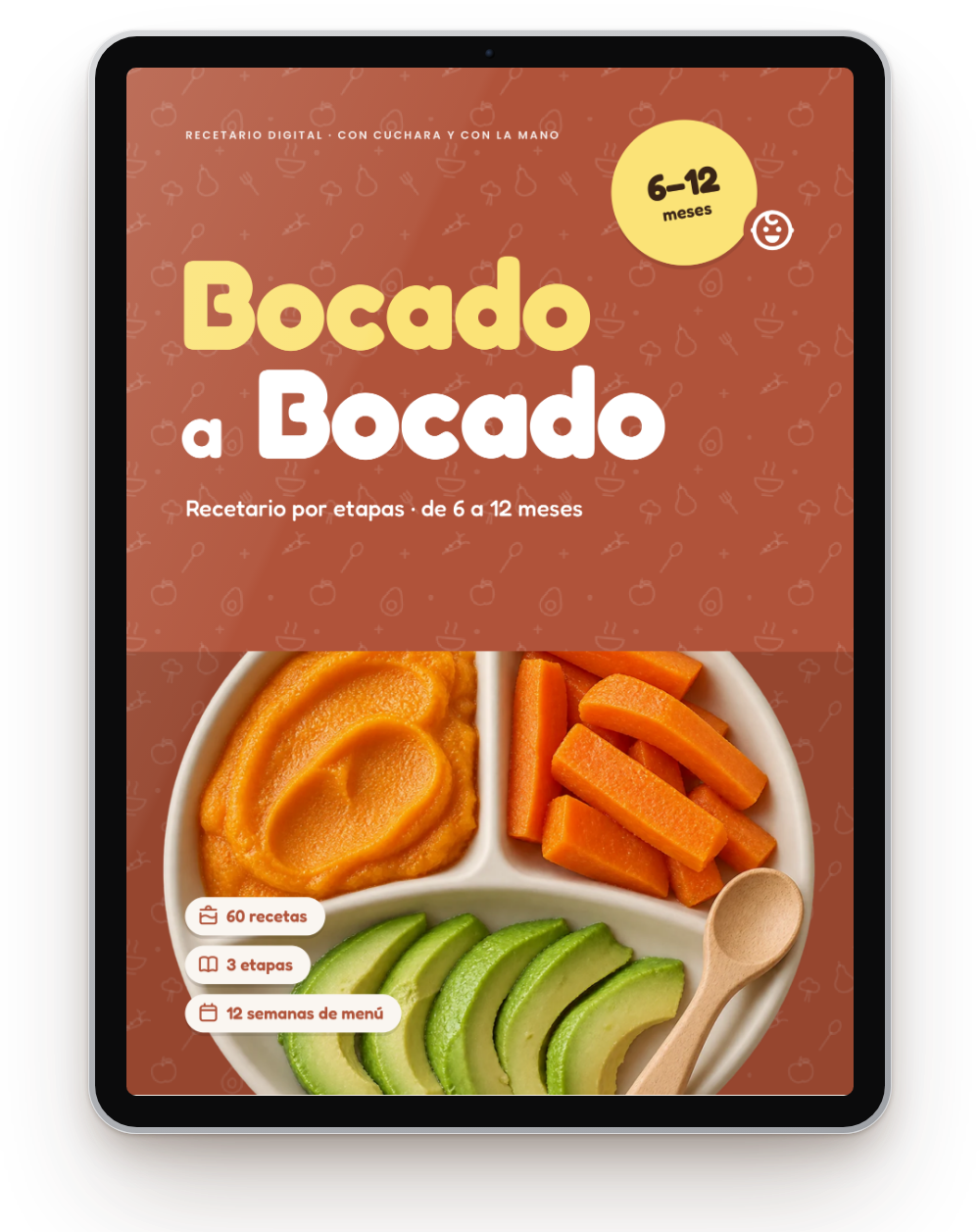 Portada del recetario en una tablet